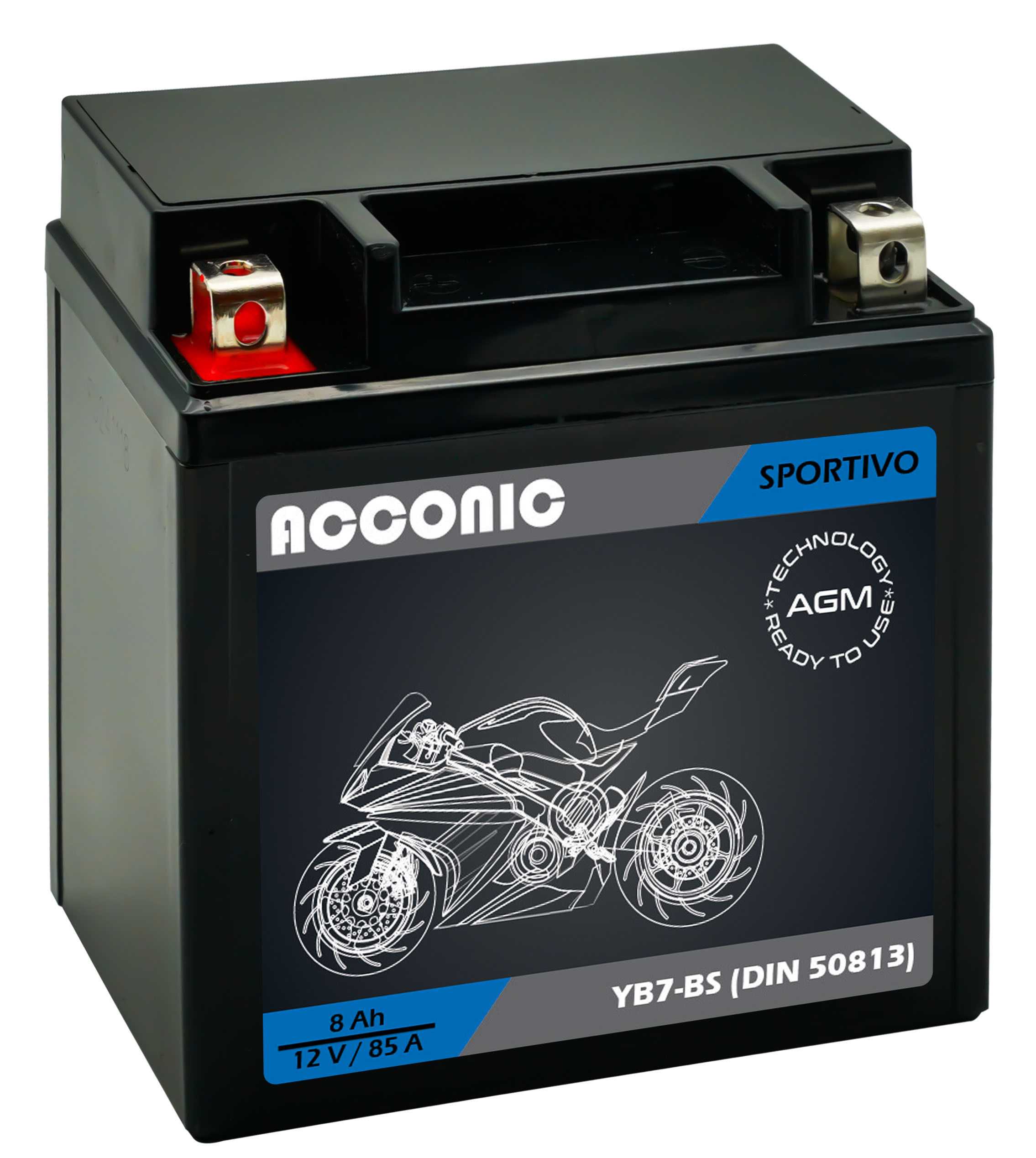 ACCONIC Sportivo AGM YB7-BS Motorradbatterie 8 Ah 12V (DIN 50813)
